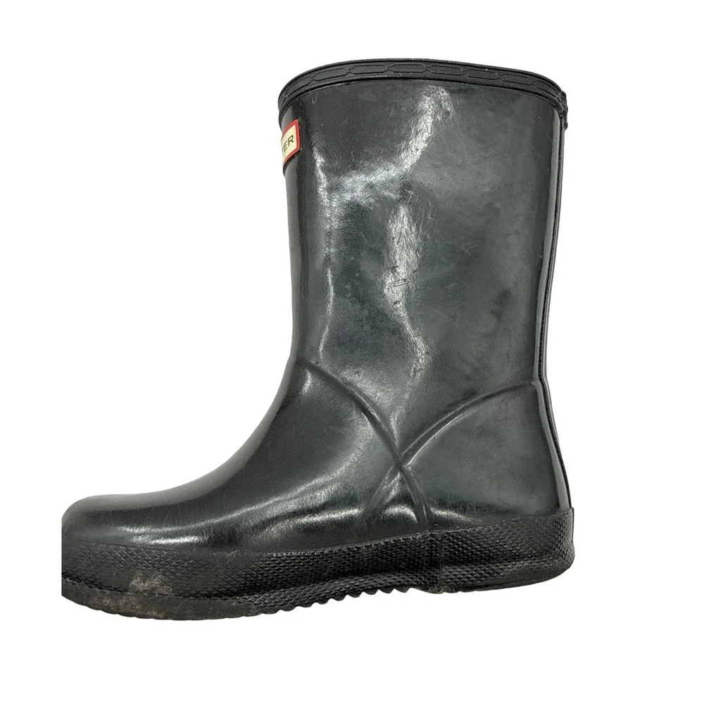 Hunter Kids Rain‎ Boots Size US 10 Blue Gloss First Classic Pull On Wellies